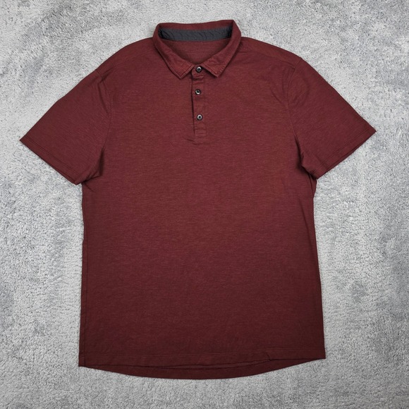 Lululemon Other - Lululemon Evolution Polo Shirt Mens M Burgundy Heathered Short Sleeve Athletic